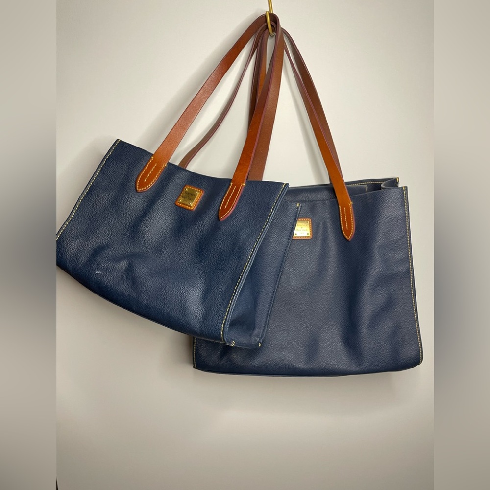 Dooney &‎ Burke Pebble Grain Blue Small and Large Shopper Totes